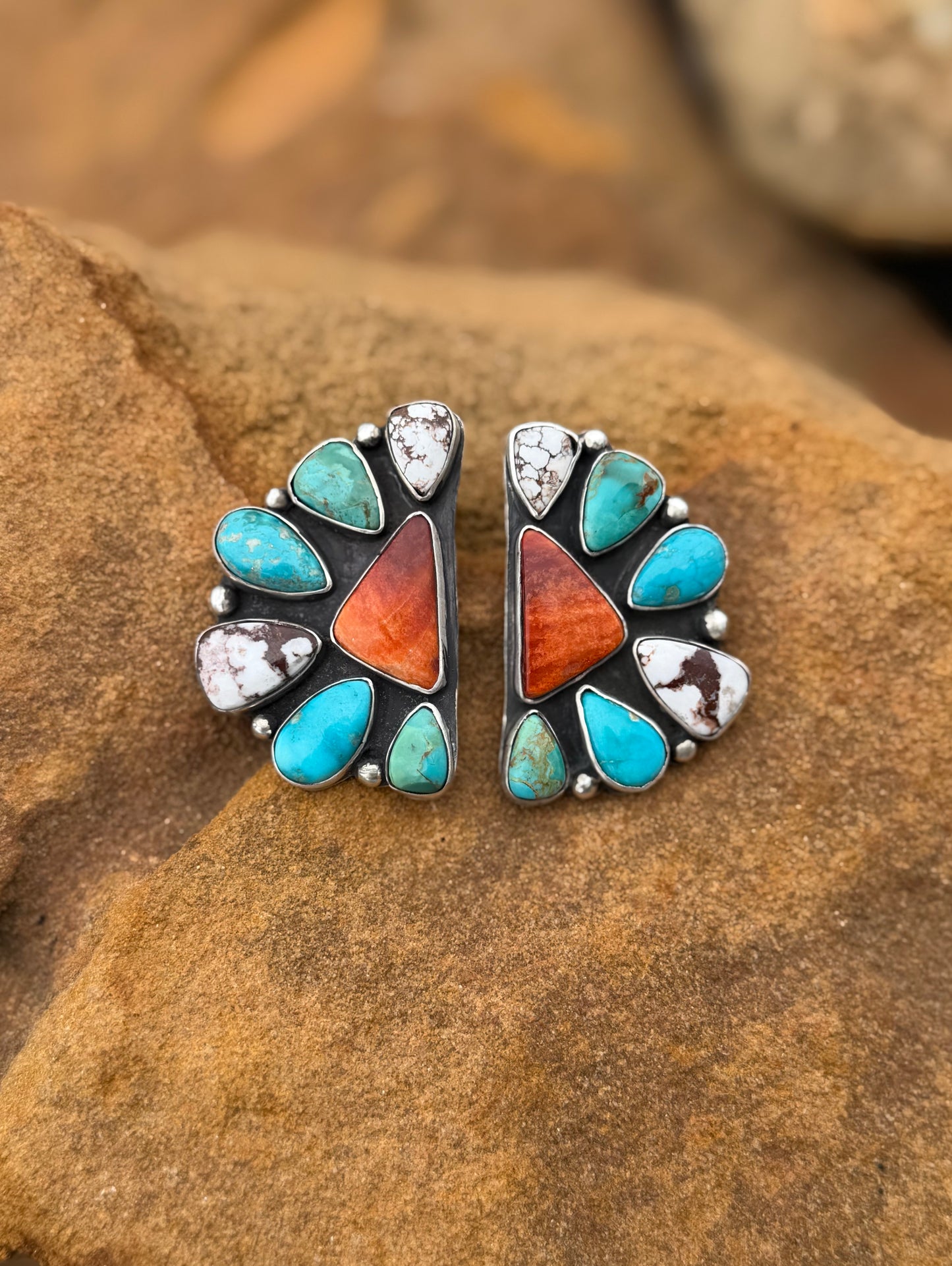 Multi Stone Statement Earrings