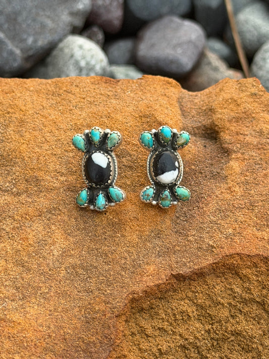 White Buffalo and Kingman Turquoise Earrings
