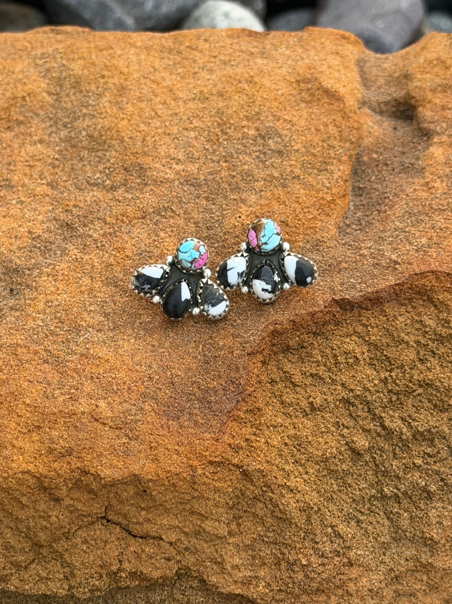 White Buffalo and Cotton Candy Earrings