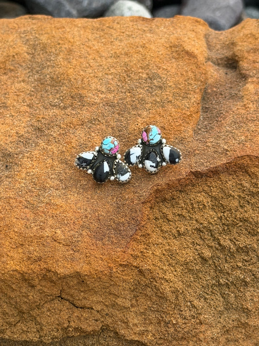 White Buffalo and Cotton Candy Earrings